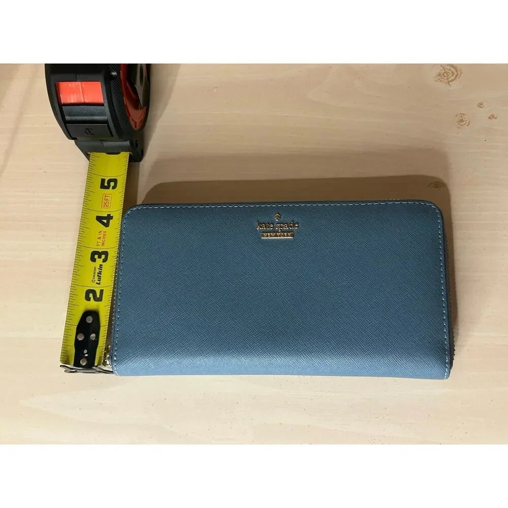 Kate Spade Saffiano Leather Zip Around Continental Wallet Blue Clutch Staci L
